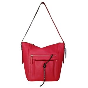NWT Etienne Aigner Poppy Red Leather Bag Snake Print Strap
